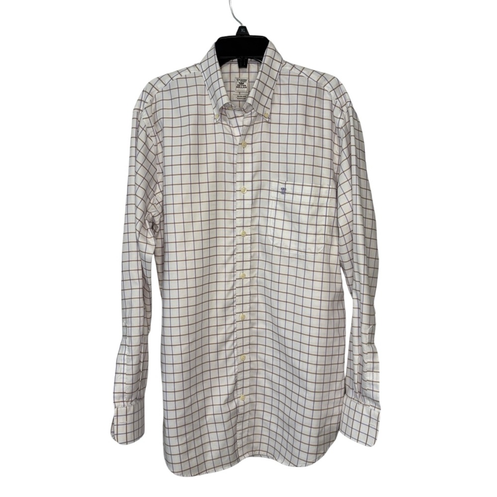 Peter Millar Nanoluxe shirt button down plaid sz M long sleeves 100% cotton